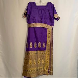 Designer Purple & Gold Indian Saree
